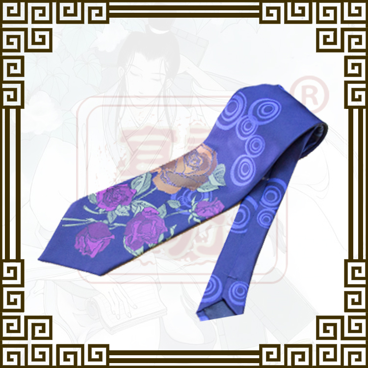 云锦紫色玫瑰花手工领带